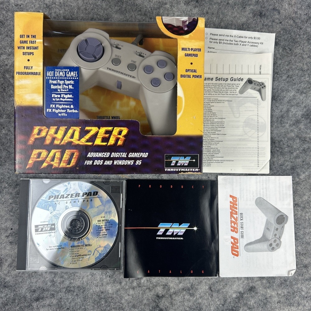 Vintage Thrustmaster Phazer Pad Video Game Controller PC For Dos‎ & Windows 95